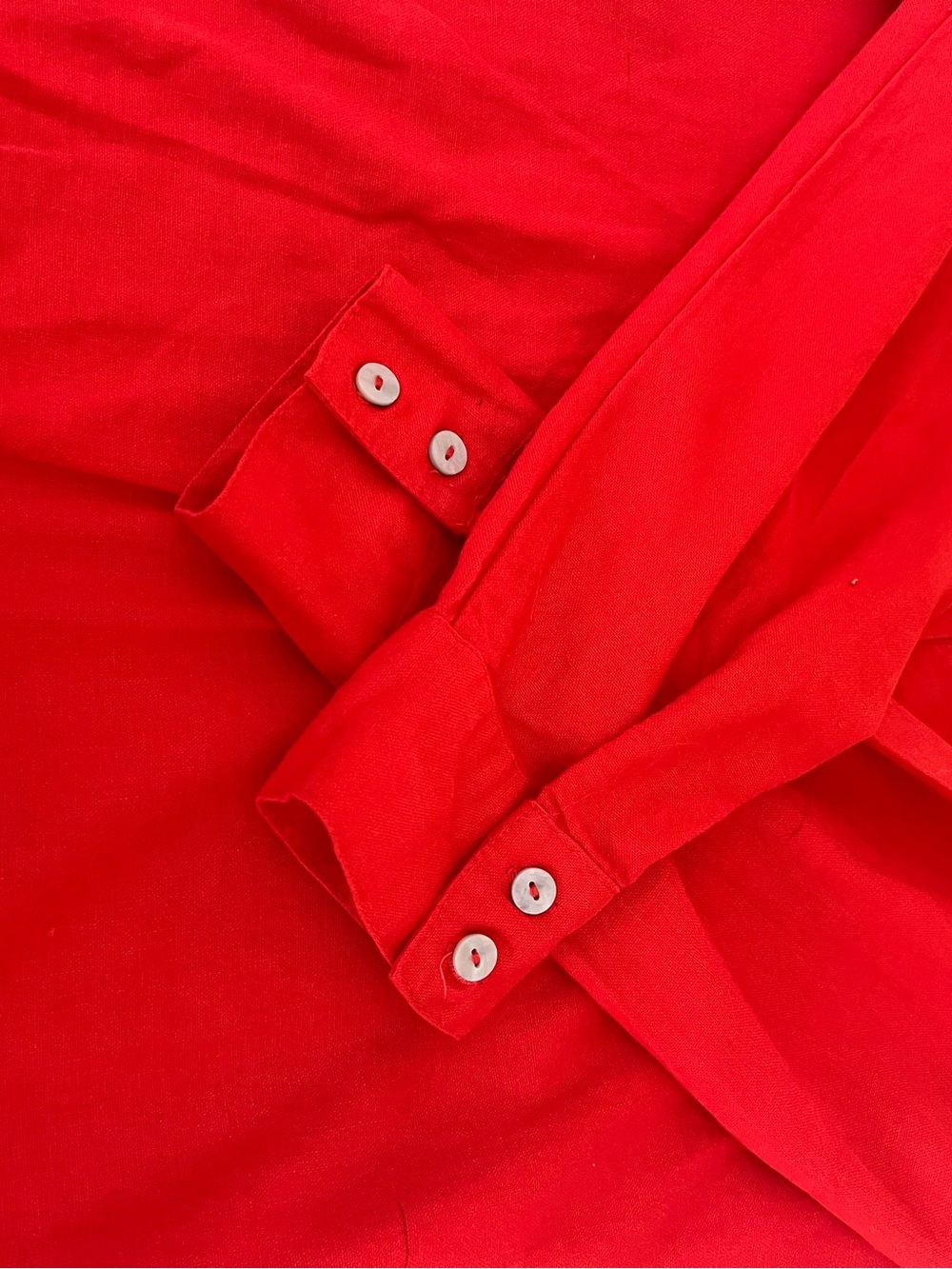Cynthia Rowley Red Long-Sleeve Shirt Dress NWOT Size Large - Picture 5 of 10